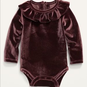 Ruffled Velour Bodysuit for Baby